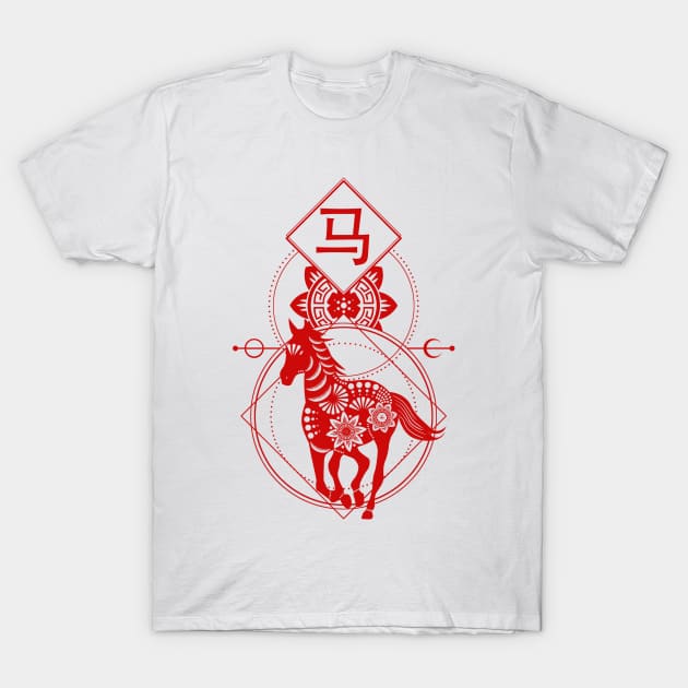Chinese, Zodiac, Horse, Astrology, Star sign T-Shirt by Strohalm